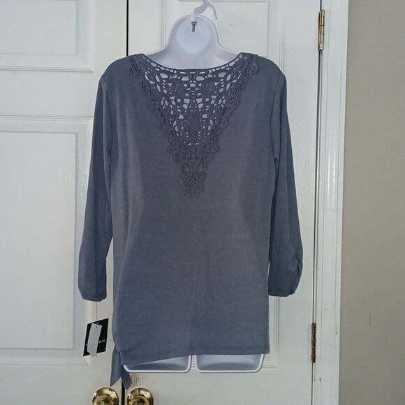 I.N. Studio slate blue casual blouse Sz L NWT - Picture 5 of 8